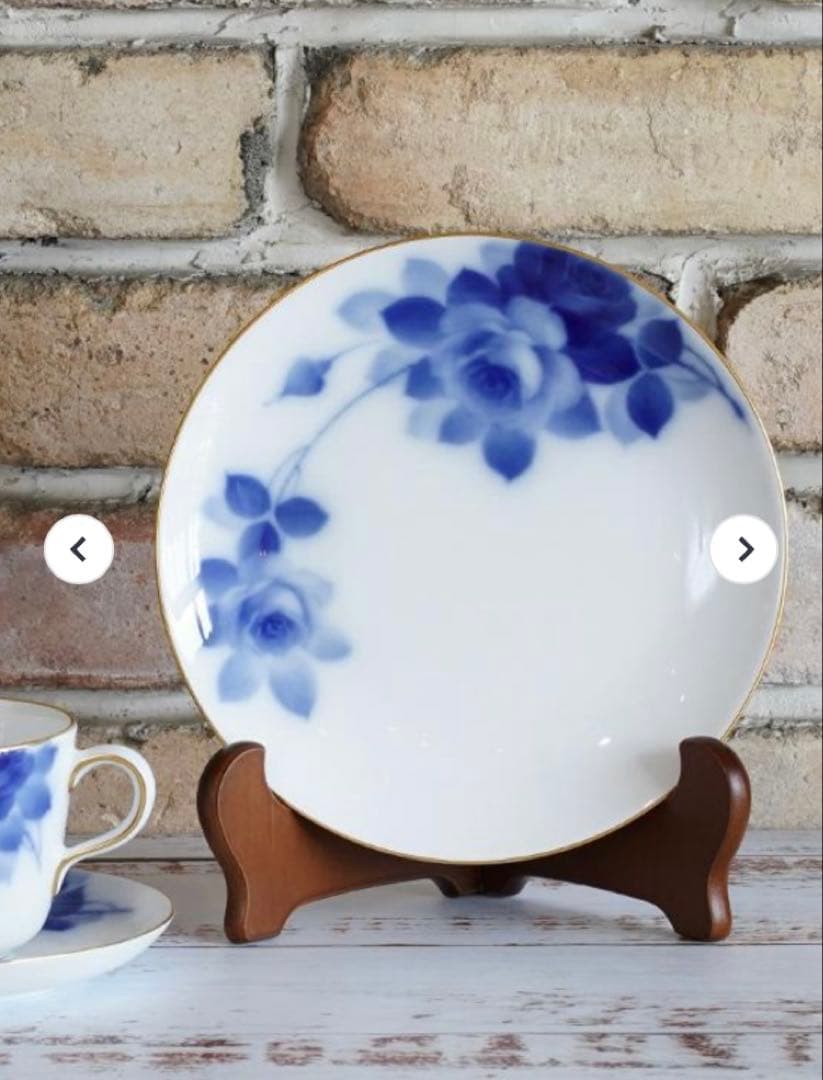 大倉陶園 デザート皿　2枚セット ブルーローズ 8011