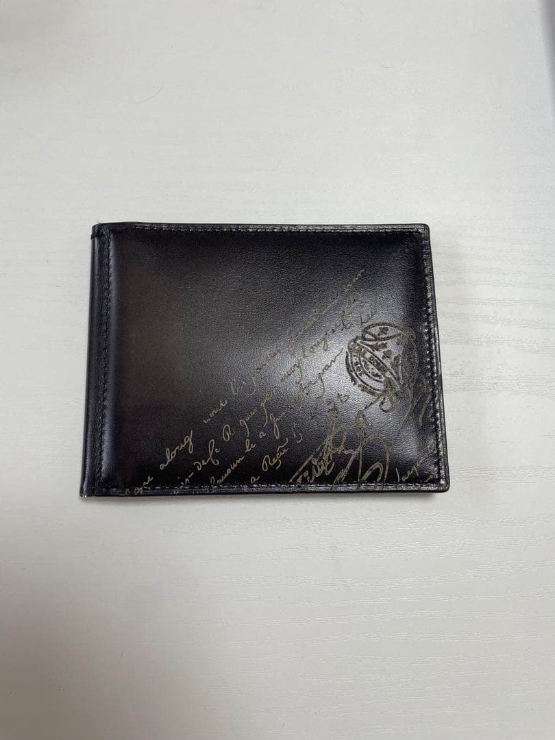 【美品】BERLUTI ブラック レザー マネークリップ