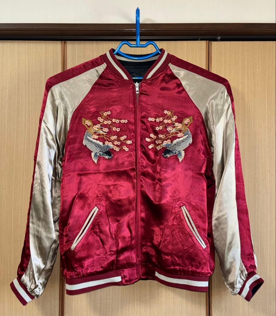 ★未使用！ピンボール 名作リバーシブルスカジャン 風神雷神/鯉に桜