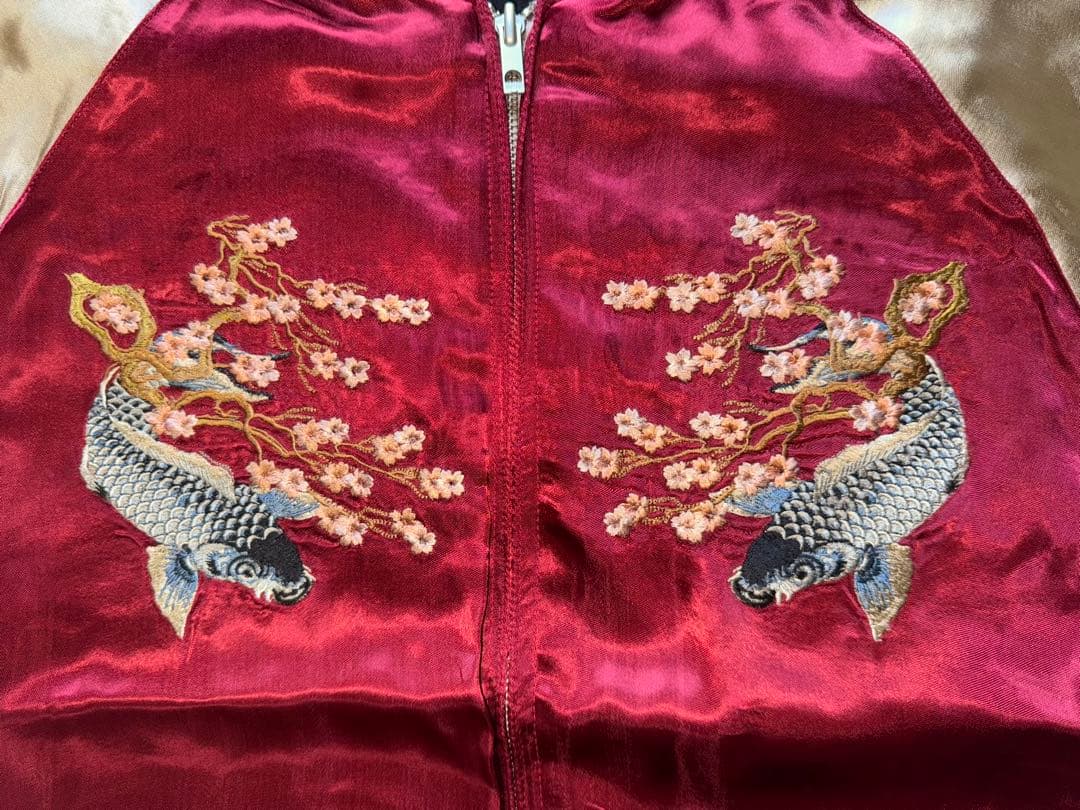 ★未使用！ピンボール 名作リバーシブルスカジャン 風神雷神/鯉に桜