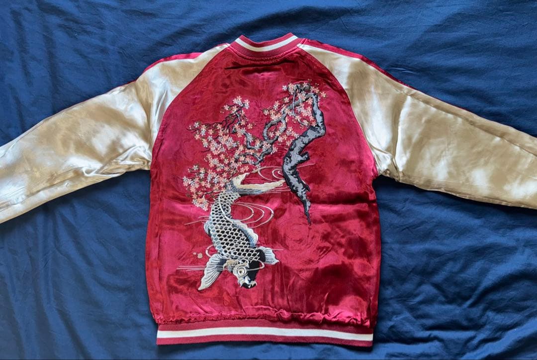 ★未使用！ピンボール 名作リバーシブルスカジャン 風神雷神/鯉に桜