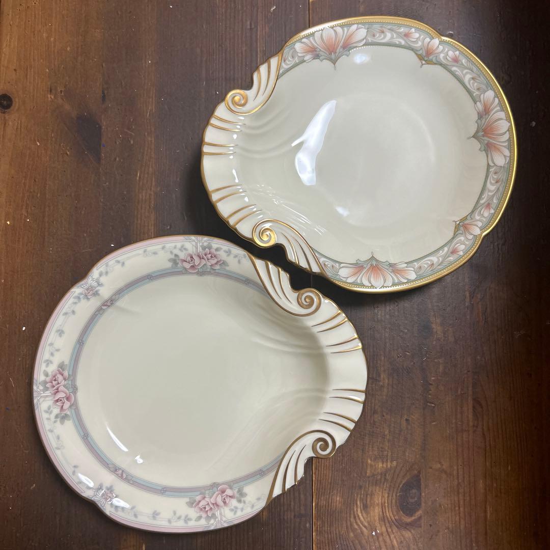 ノリタケ バリモア シェルディッシュ　金彩　花柄　2種