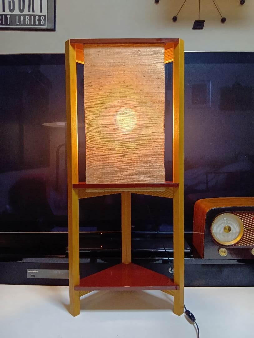 DCS CORP　和モダン　デザイナーズ　朱色　三角　サイドラック　フロアランプ