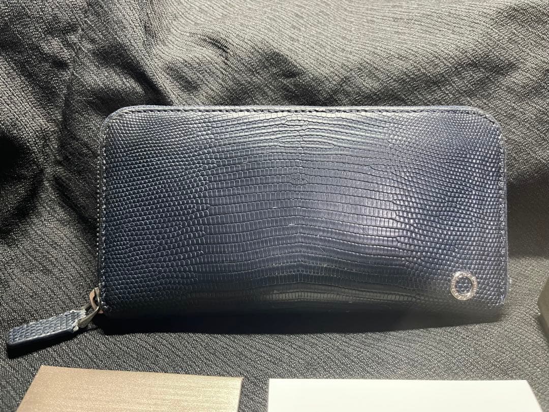 BVLGARI ブルガリ リザード革　長財布 ラウンドファスナー 付属品完備
