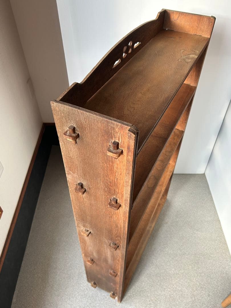 木製収納棚　5段　楔式本棚　食器棚　オープンラック　古家具　古道具　アンティーク