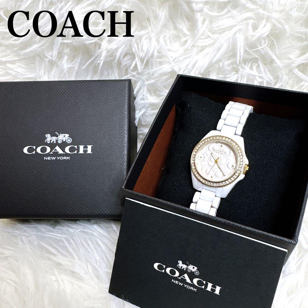 【稼働品】COACH コーチ レディース腕時計 ASTOR セラミック