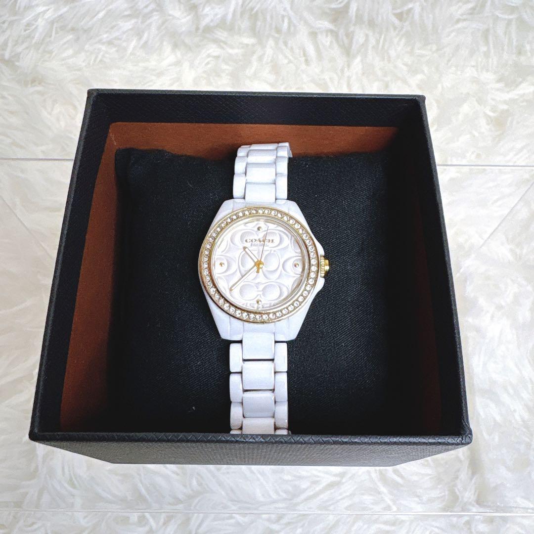 【稼働品】COACH コーチ レディース腕時計 ASTOR セラミック