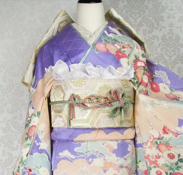 パステル古典柄/ぼかし染め/金駒刺繍/振袖フルセット　ｍ61白　成人式