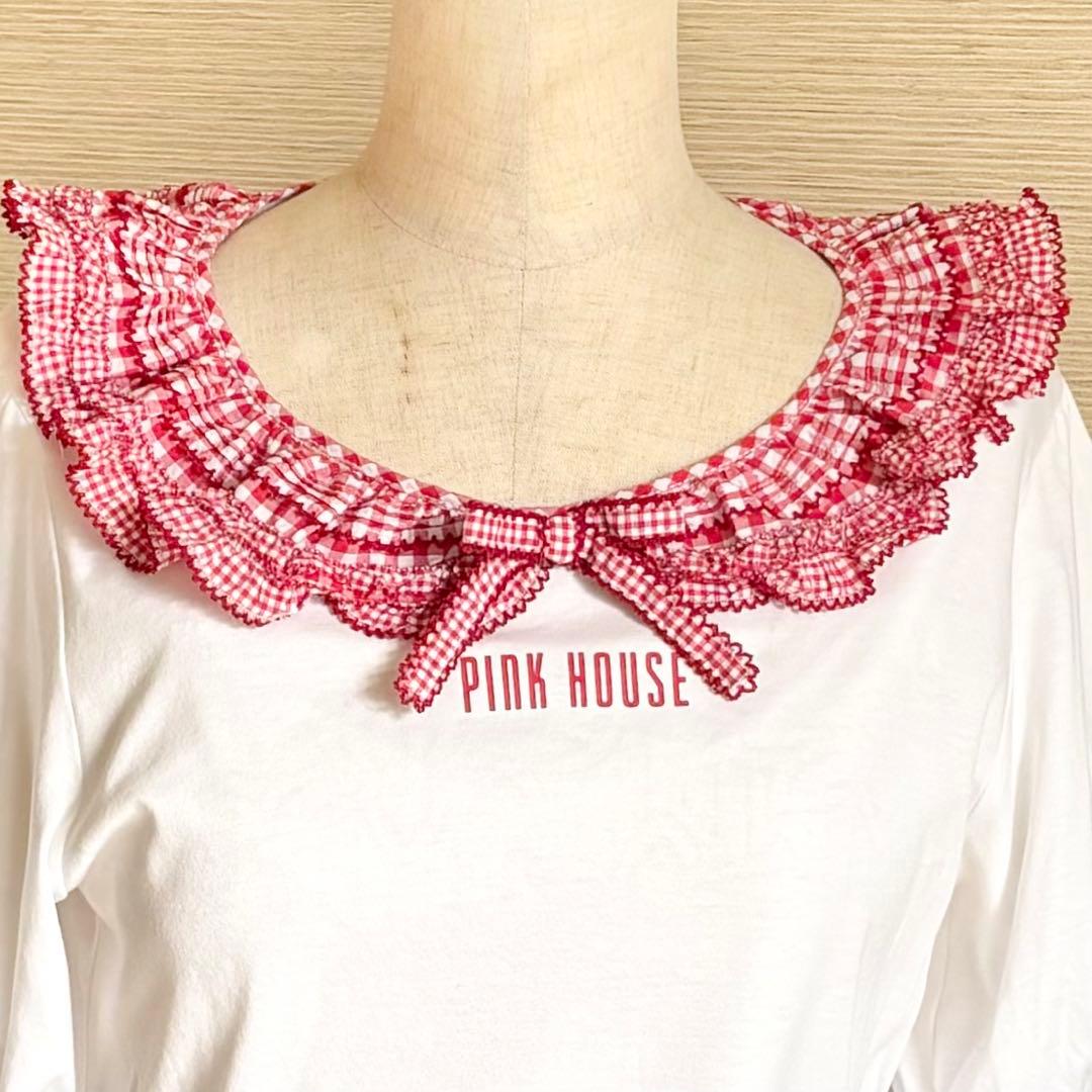 ピンクハウス×青木美沙子ちゃんコラボ ギンガムチェック襟カットソー