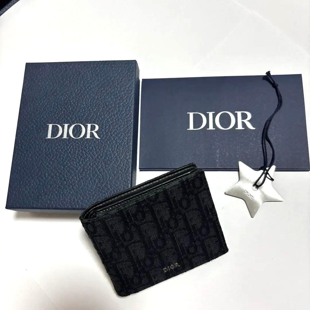 ディオール メンズ 折り財布 オブリーク ジャガード ブラック　正規品