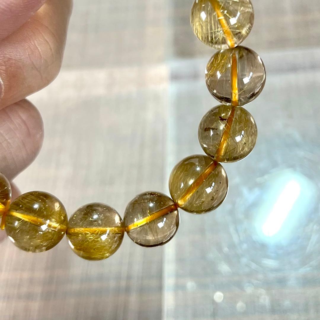 針美しさと透明度抜群　高品質　ゴールドルチルブレスレット　2