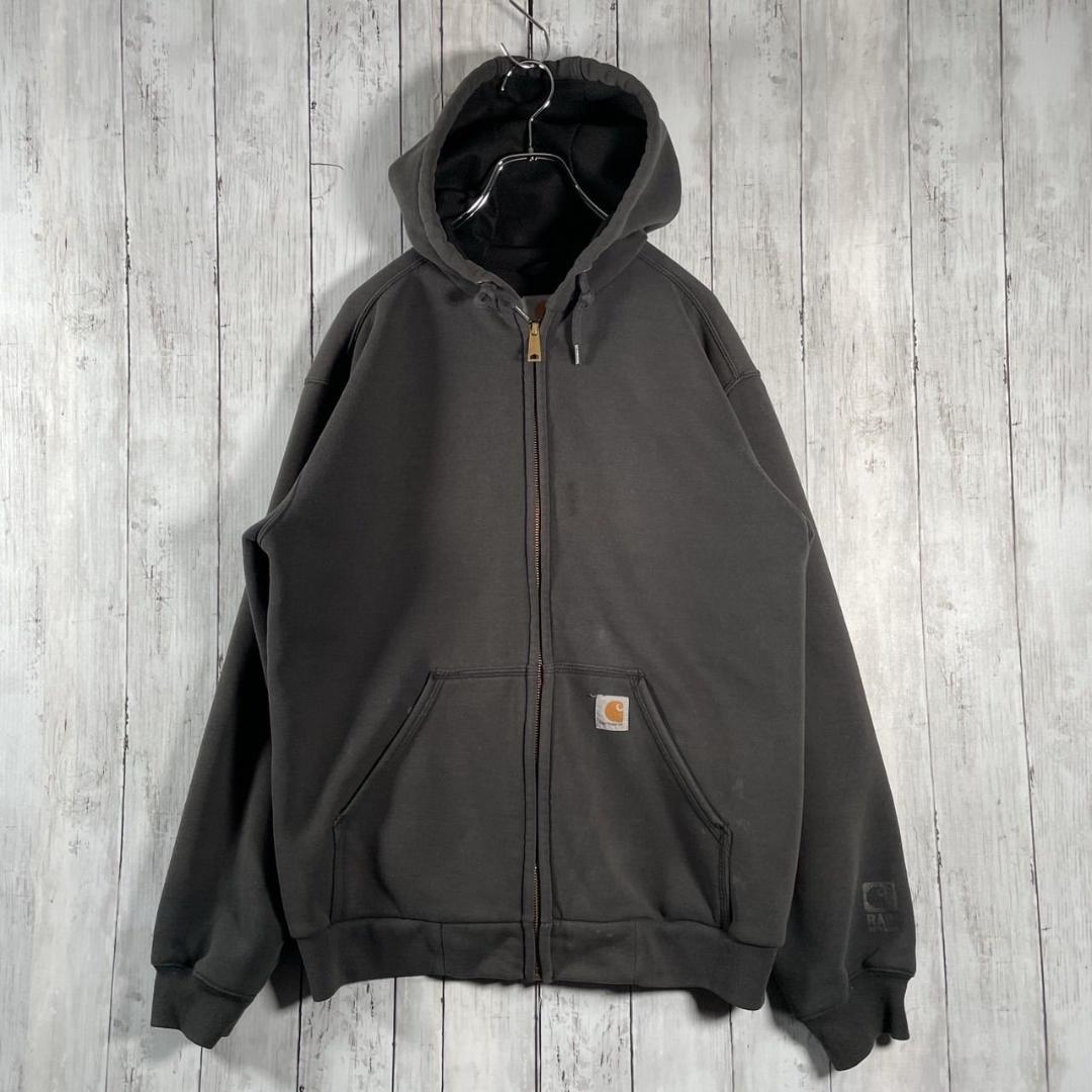 カーハート 裏サーマル ジップアップ パーカー ダブルフェイス S ブラック