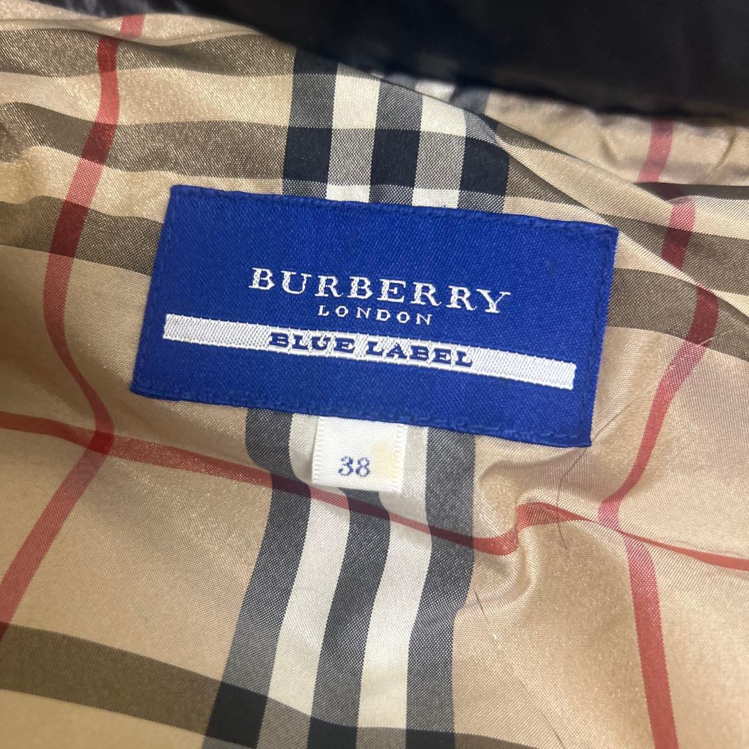 極美品　バーバリー ブルーレーベル ダウン ベスト メガチェック リアルファー