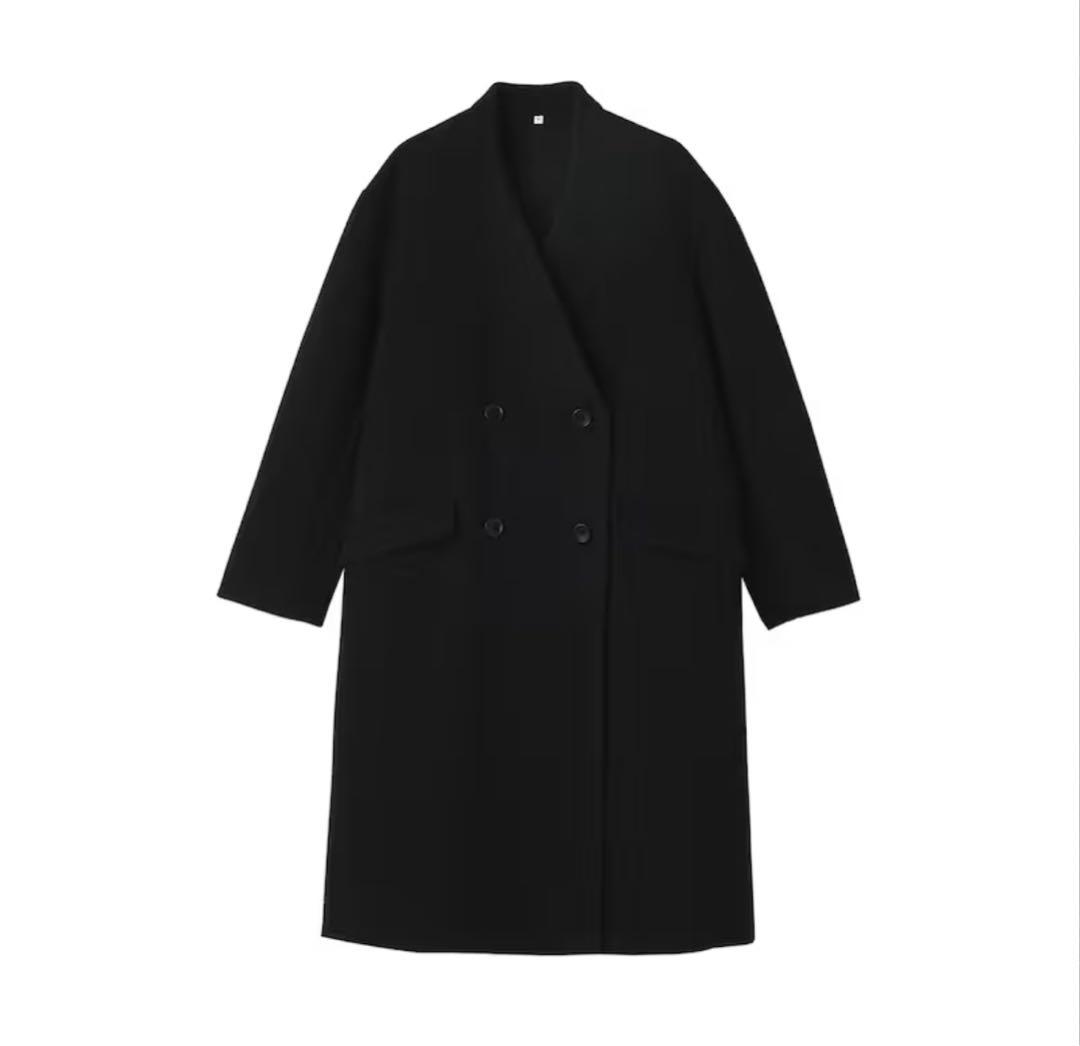 MUJILabo カシミヤ混ダブルブレストコート 婦人Ｍ・黒
