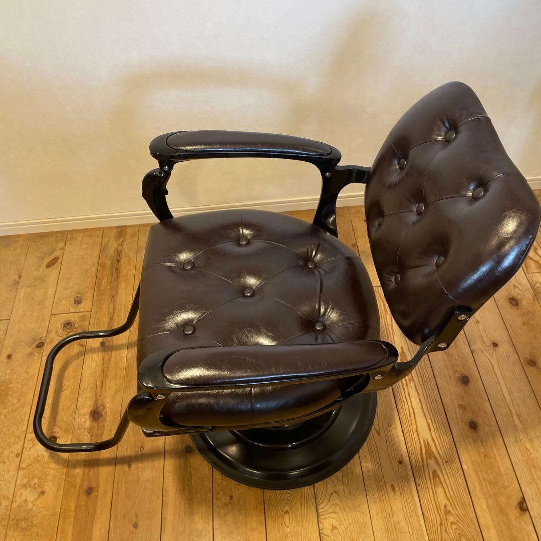 ダークブラウン バーバーチェア 回転式　美容椅子