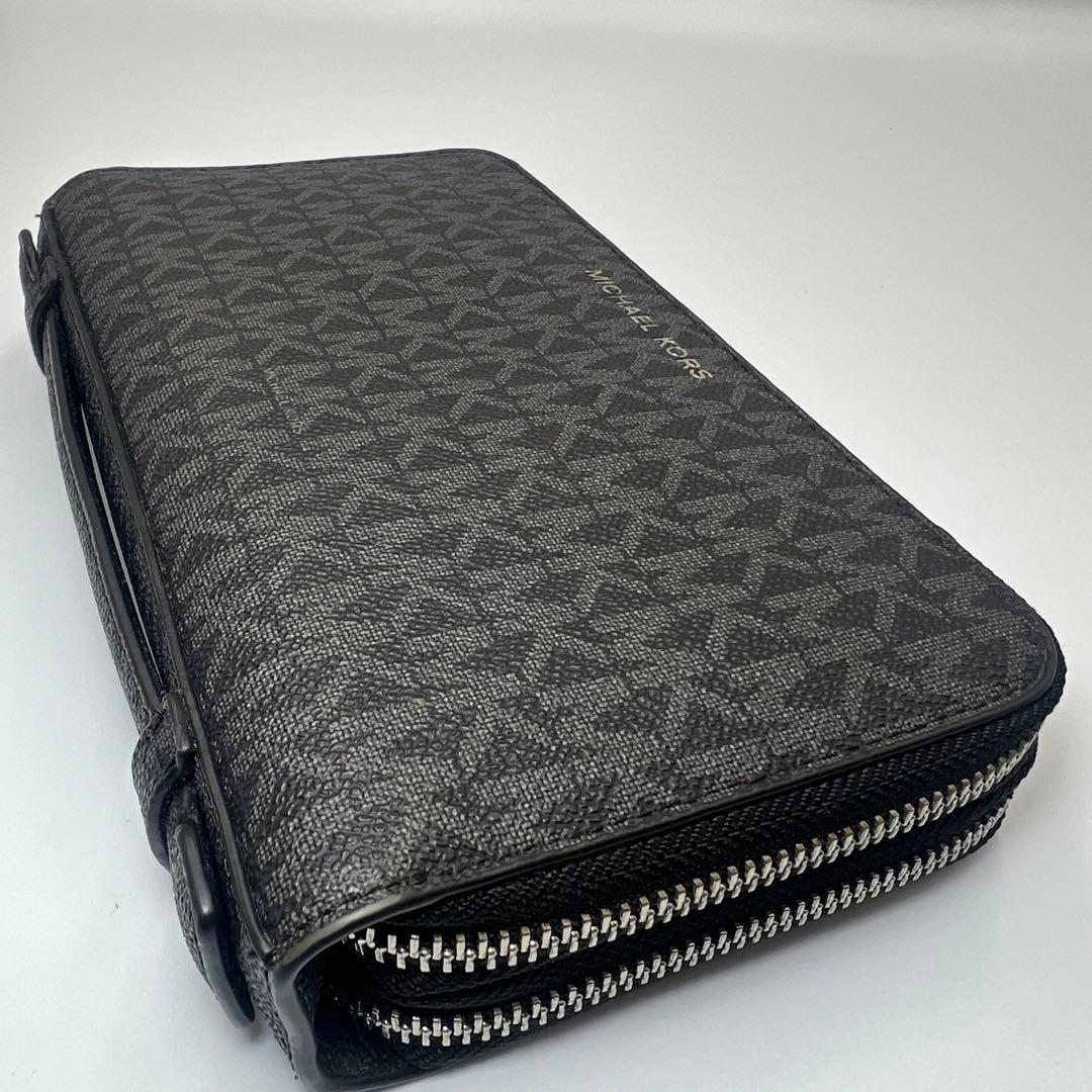 マイケルコース　オーガナイザー　MK総柄　レザー　財布　ウォレットバッグ　黒