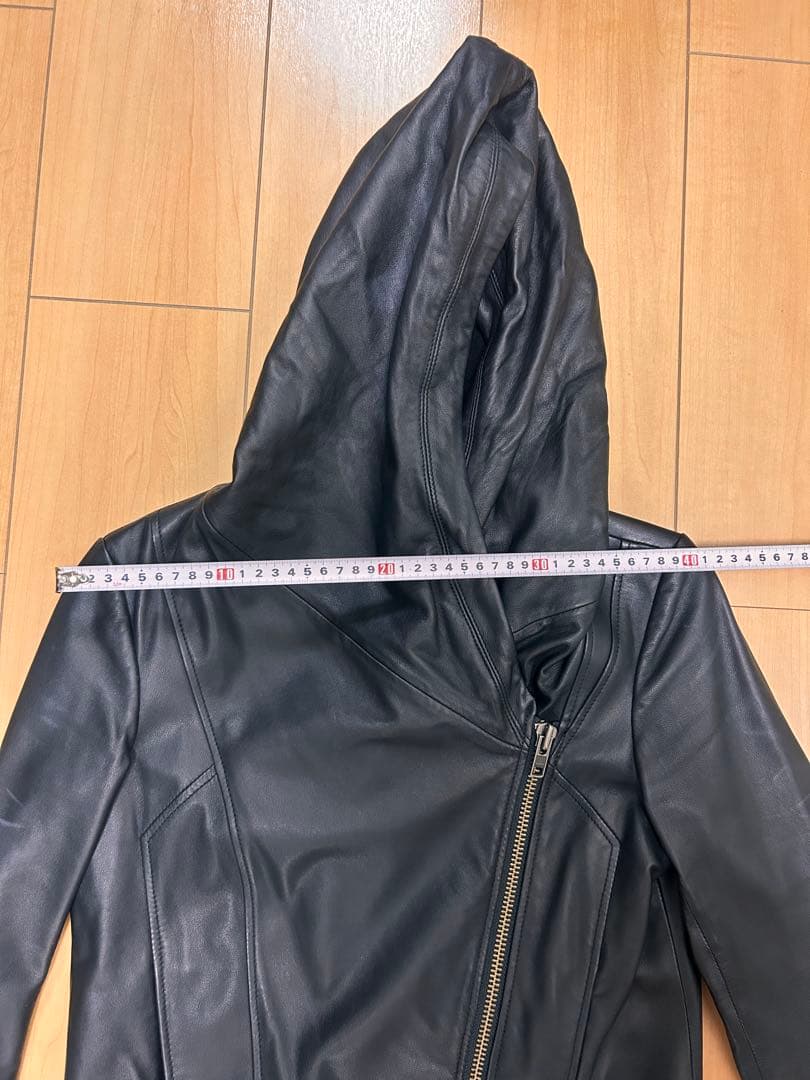 HELMUT LANG フード付きレザージャケット P/TP