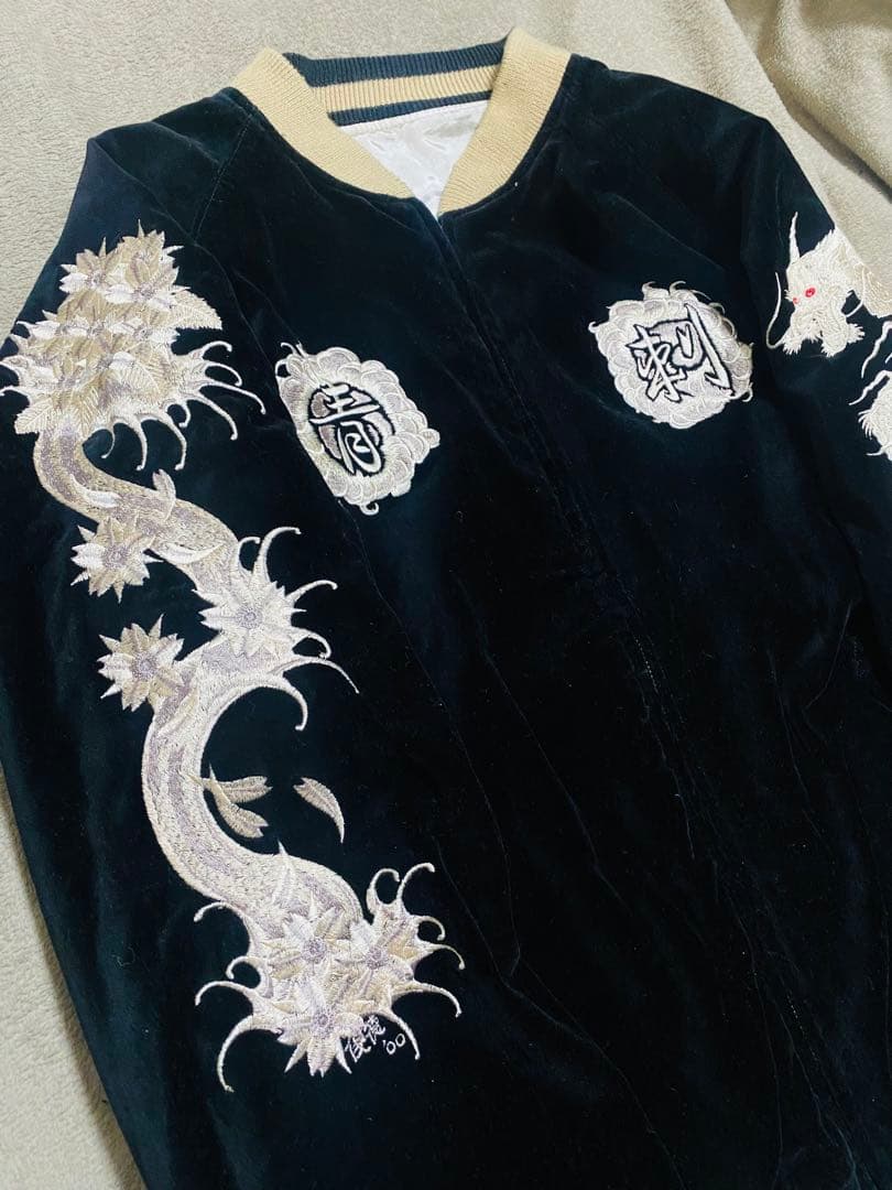 刺青 USA script２面用 別珍 蛇龍 日本スカジャン vintage