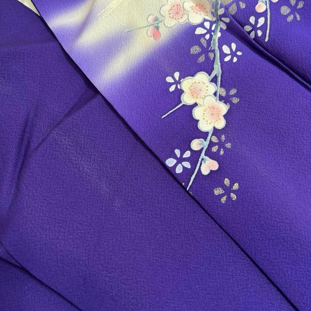 489 振袖フルセット 正絹 紺 ネイビー 青紫 桃 金彩 暈し染め 華やか