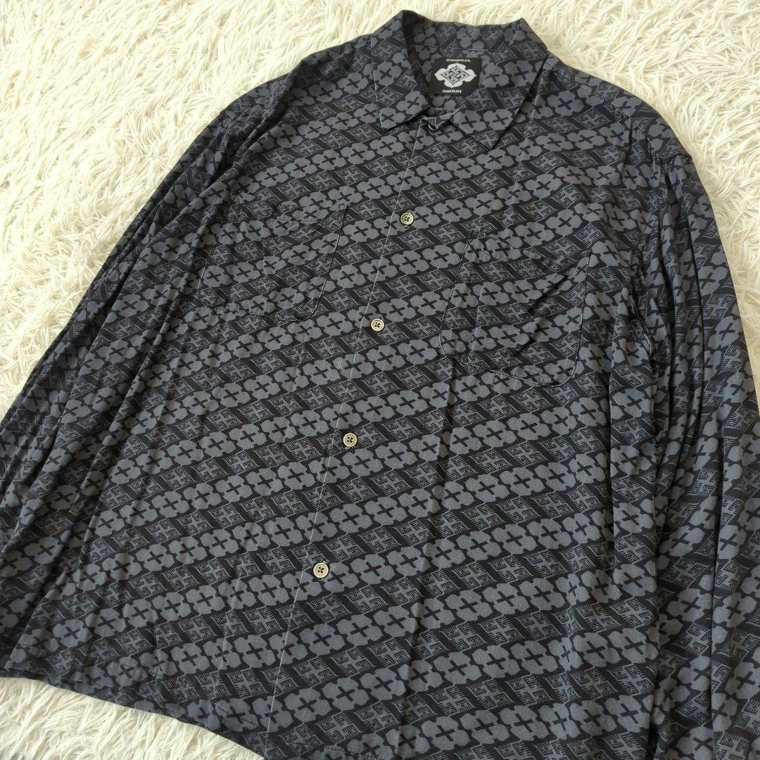 GAKKIN x BUDSPOOL 花罰家紋 シャツ 舐達麻 長袖 グレー L