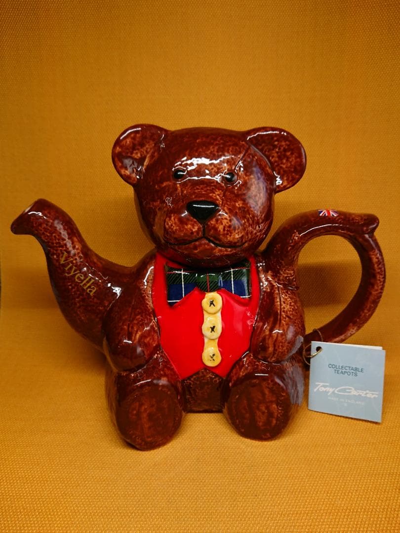 【美品】急須　熊型　イギリス　陶器　置物　インテリア　工芸品　美術品　A1091