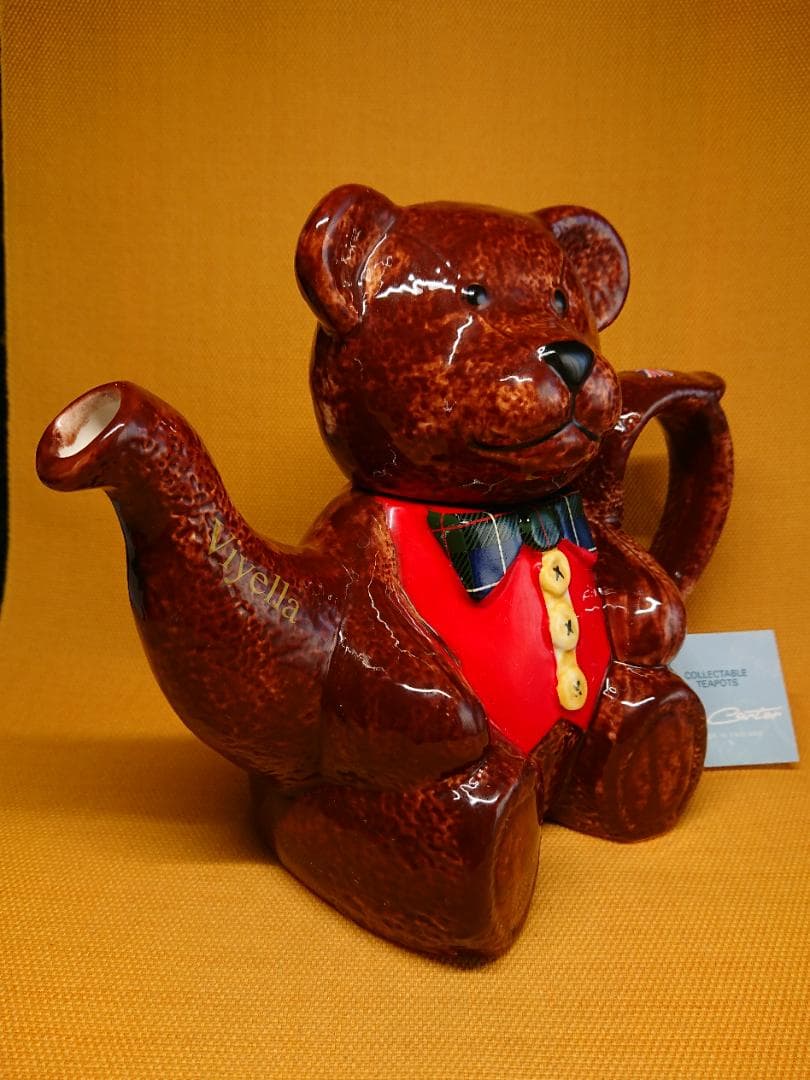 【美品】急須　熊型　イギリス　陶器　置物　インテリア　工芸品　美術品　A1091