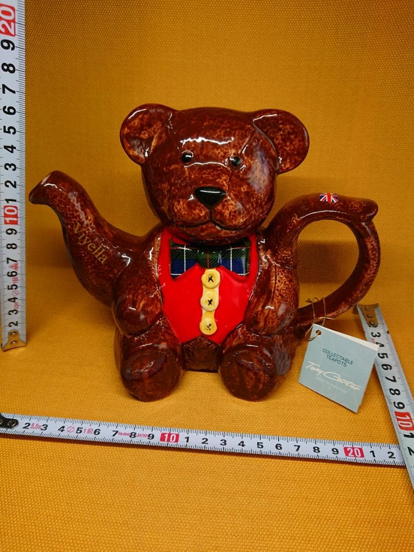 【美品】急須　熊型　イギリス　陶器　置物　インテリア　工芸品　美術品　A1091