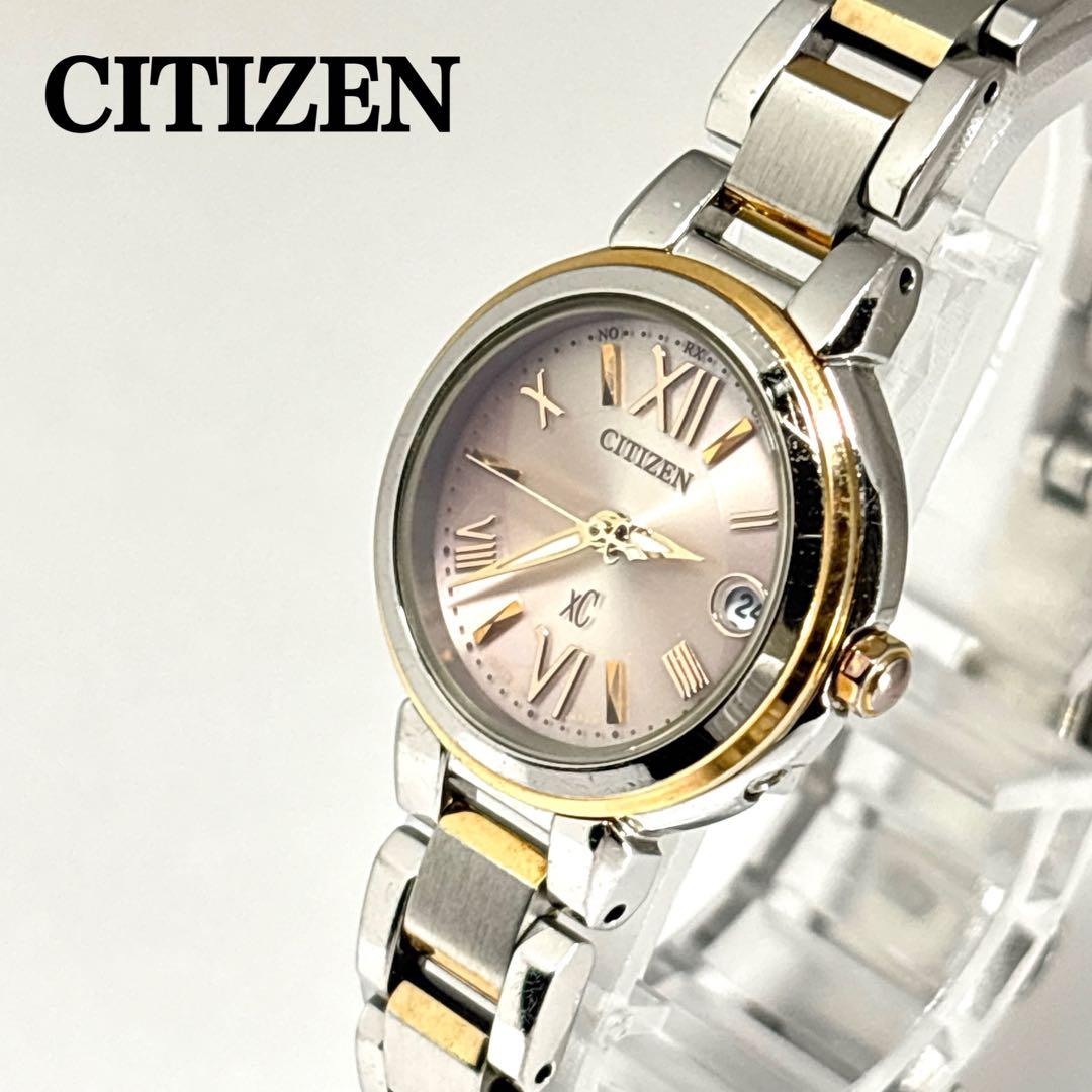 稼働 CITIZEN XC レディース腕時計 デイト コンビ ピンク文字盤