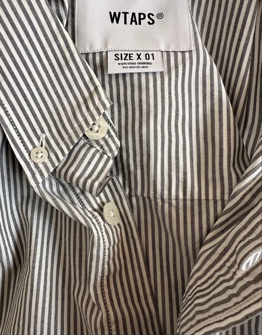 WTAPS ストライプ 半袖シャツ サイズX 01 ブラック　クールマックス