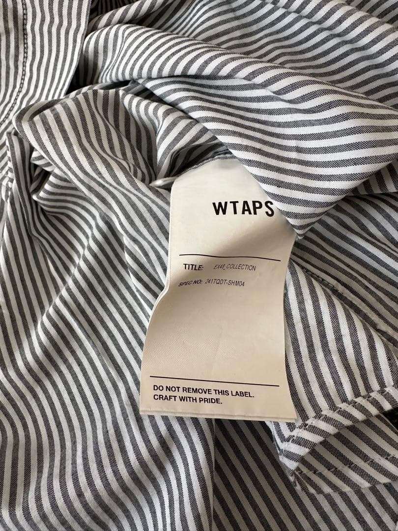 WTAPS ストライプ 半袖シャツ サイズX 01 ブラック　クールマックス