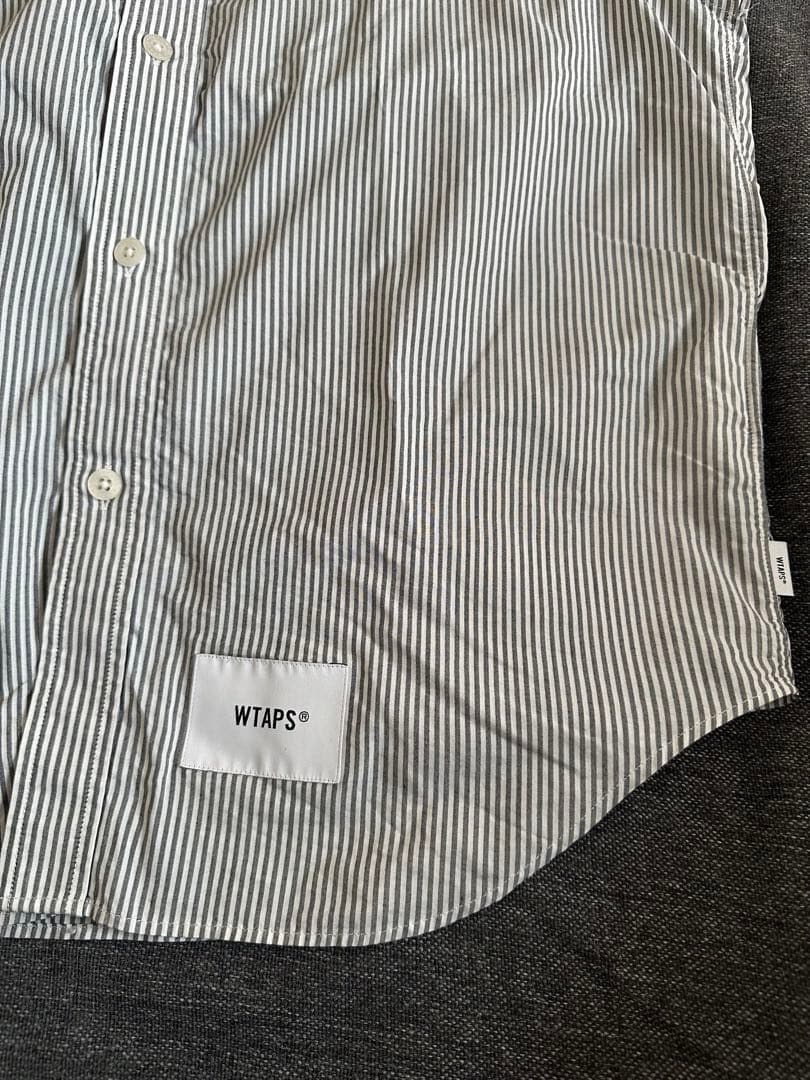 WTAPS ストライプ 半袖シャツ サイズX 01 ブラック　クールマックス