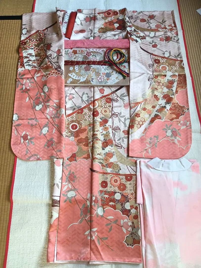 吾妻徳穂　振袖フルセット　美品　コーラル系　華やか　古典　丈158　裄66