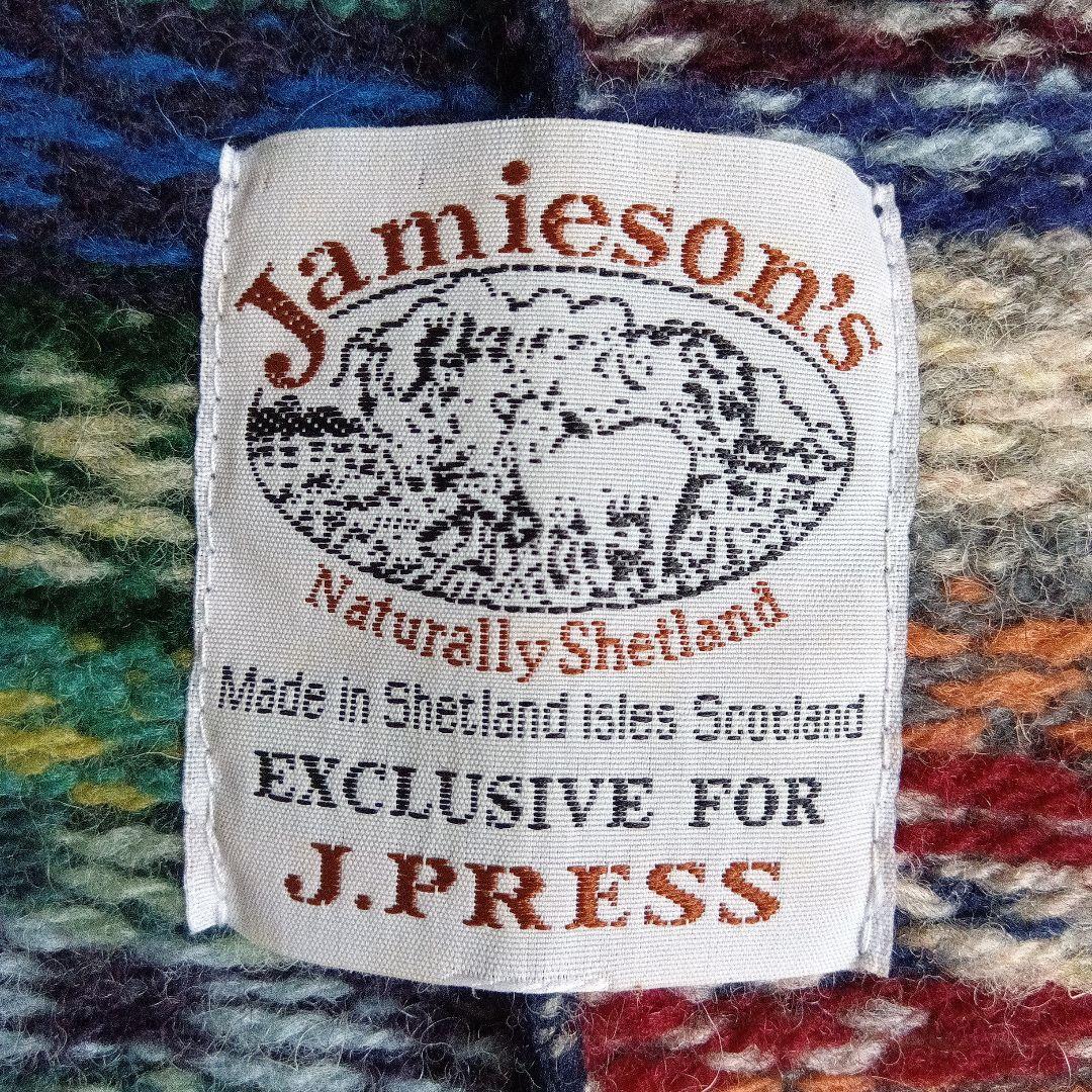 ♦美品♦ジャミーソンズ カーディガン シェトランドウール フェアアイル柄 L