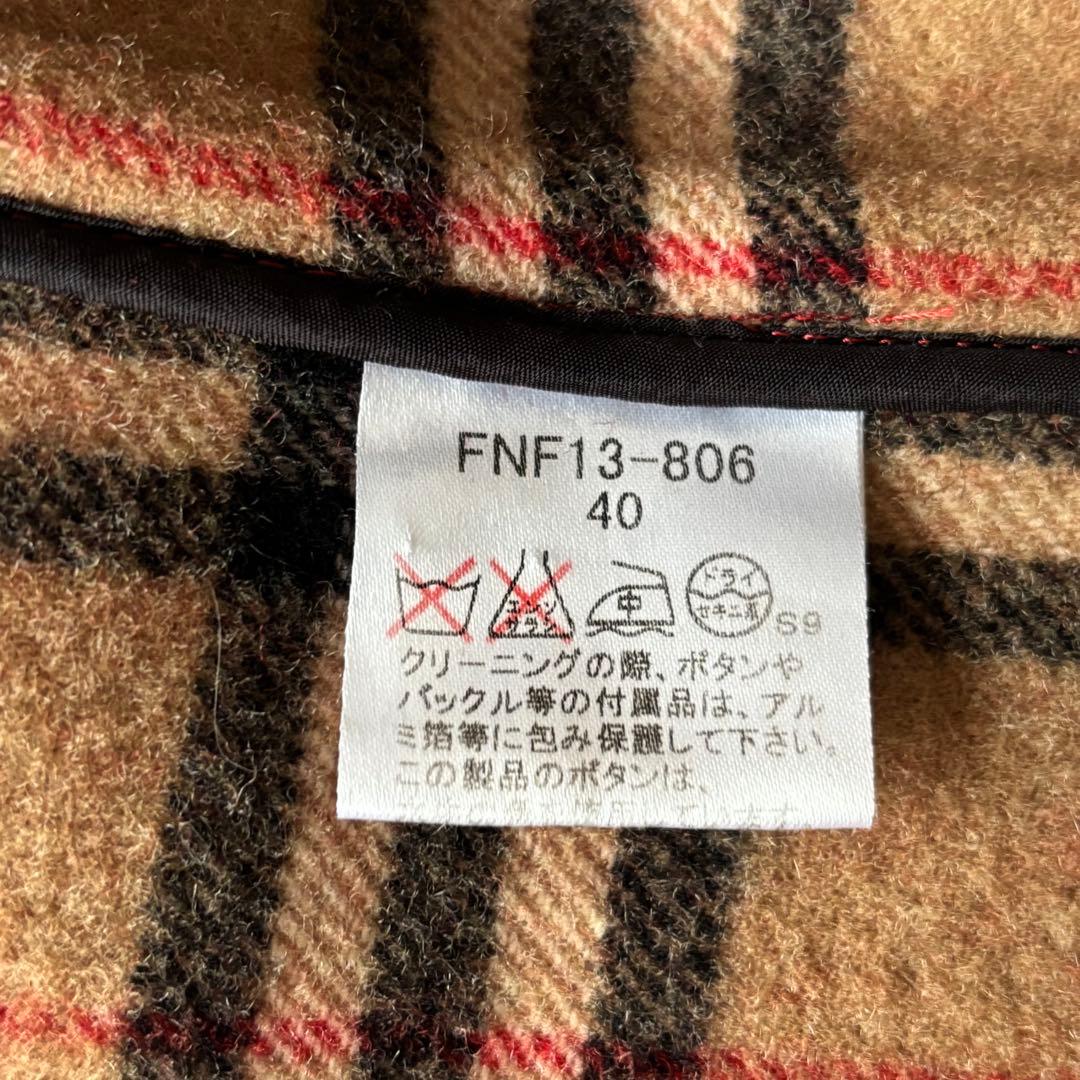 【美品】バーバリー　ウール　ダッフルコート　Ｌ　赤　ノバチェック