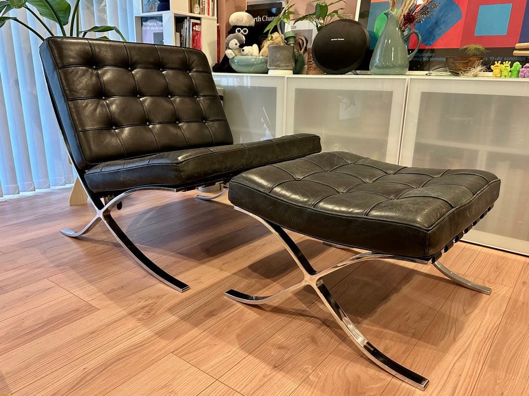 世田谷区引き取り限定　バルセロナチェア　チェア＋オットマンセット