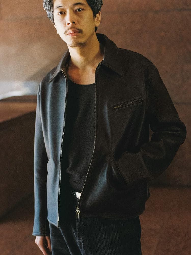 【LIDNM】 VINTAGE WASHED LEATHER ZIP Lサイズ