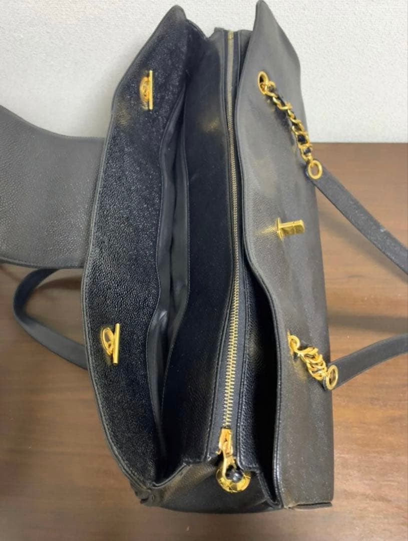 ヴィンテージ★CHANEL スーパーモデルバッグ　ボストン　キャビアスキン　黒