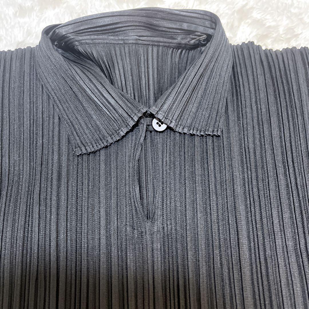 【美品】イッセイミヤケ プリーツプリーズ 半袖 ブラウス シャツ ブラック 3
