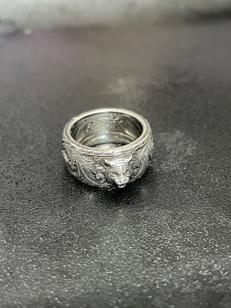 【美品】GUCCI シルバーリング 13号 キャット インターロッキング