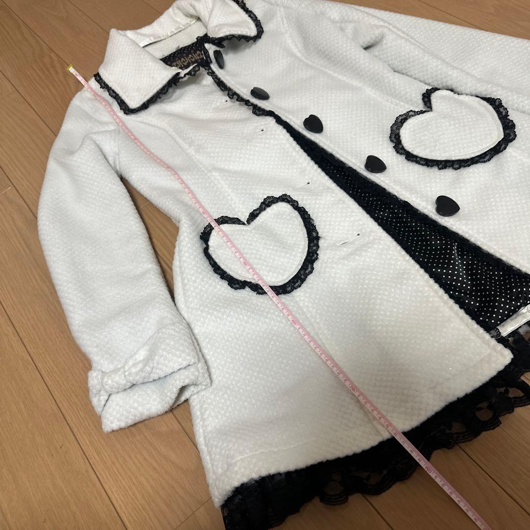 希少　リズリサ トゥララ　白のコート　リボン　レース付き