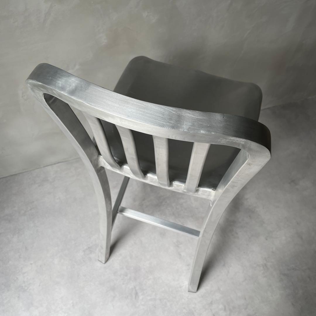 ネイビーチェア　アルミ製　ハイチェア　ハイスツール　シルバー　軽量