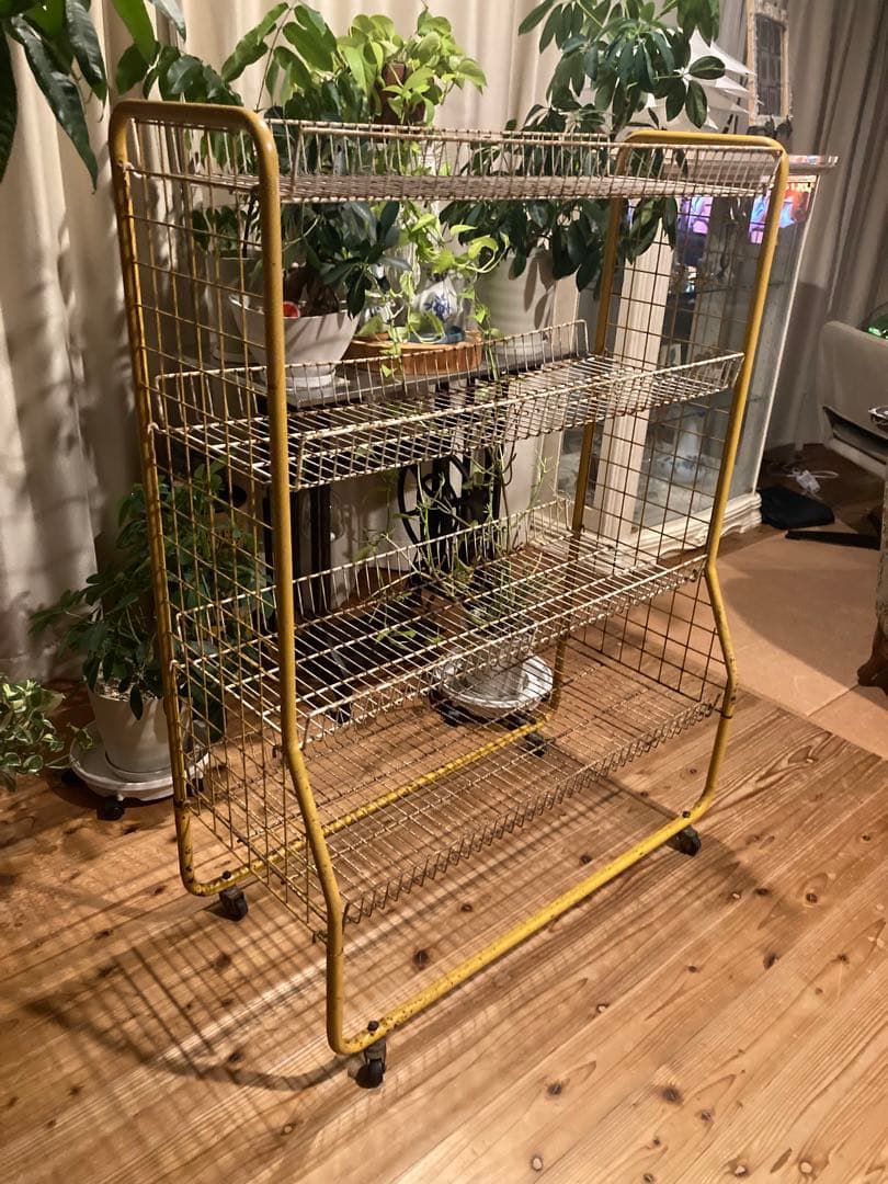 昭和レトロ　ワイヤーラック4段仕様　店舗什器　ガーデニング　シャビーラック11
