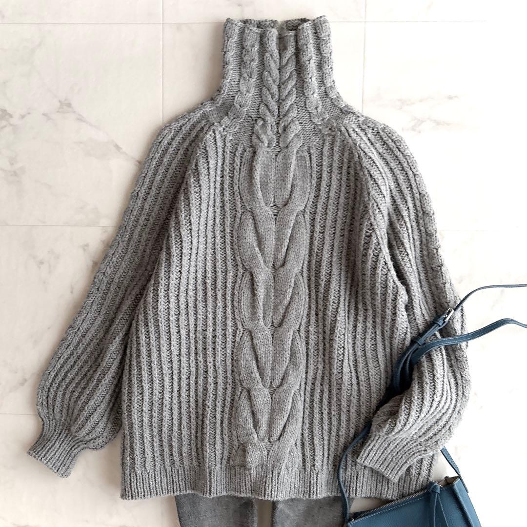 Hug O War クロスアンドクロス アルパカミックスケーブル編みニット