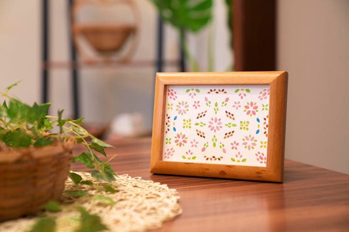 革の絵画　革絵「さくら」