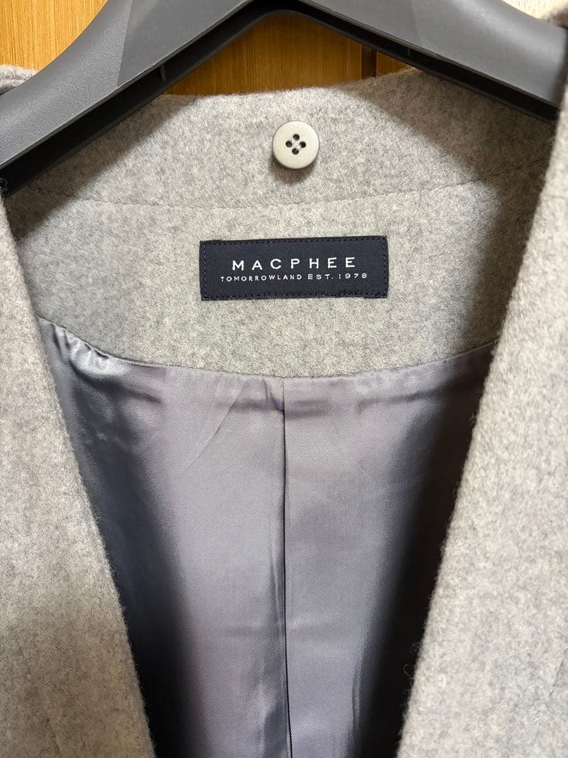 MACPHEE トゥモローランド　グレー フード付きロングコート　3way