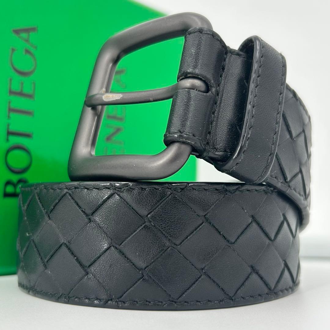 美品✨ボッテガヴェネタ ベルト イントレチャート 編み込み ブラック メンズ