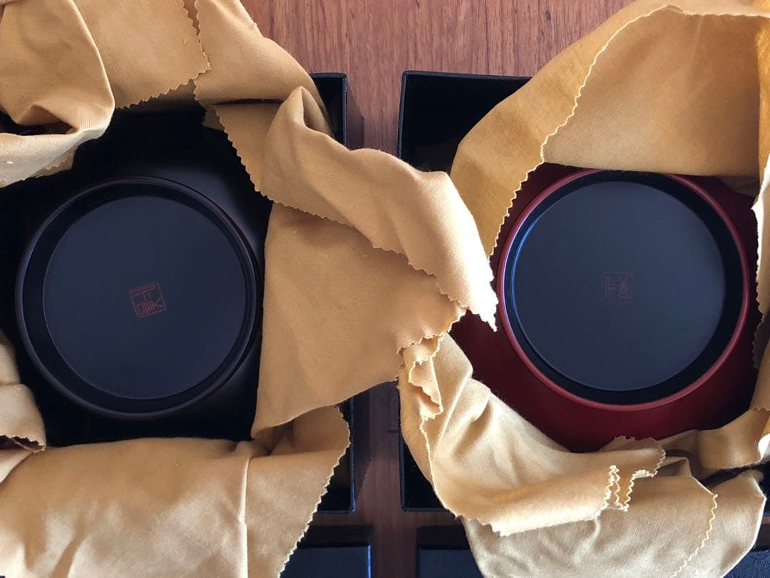 輪島屋善仁 福々椀 溜内黒塗 洗朱塗 二客 輪島塗