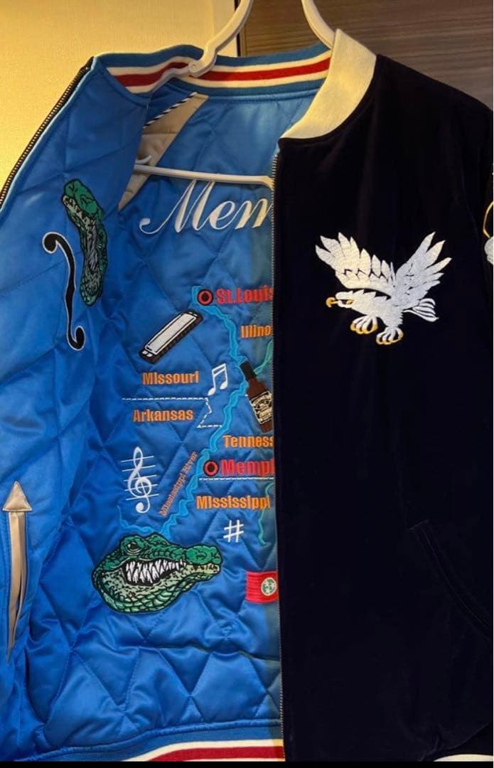 BILLVAN別珍ベロアスカジャンリバーシブル総刺繍（40）サイズL