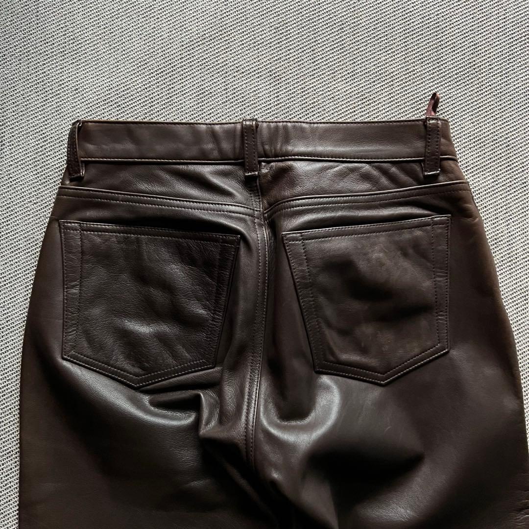 希少00's OLD GAP レザーパンツ　茶　ストレート　カニエウエストY2K