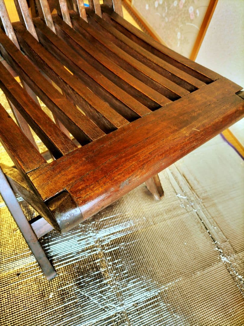 木製折りたたみ椅子 　ガーデンチェア 2脚セット　おまけ付き